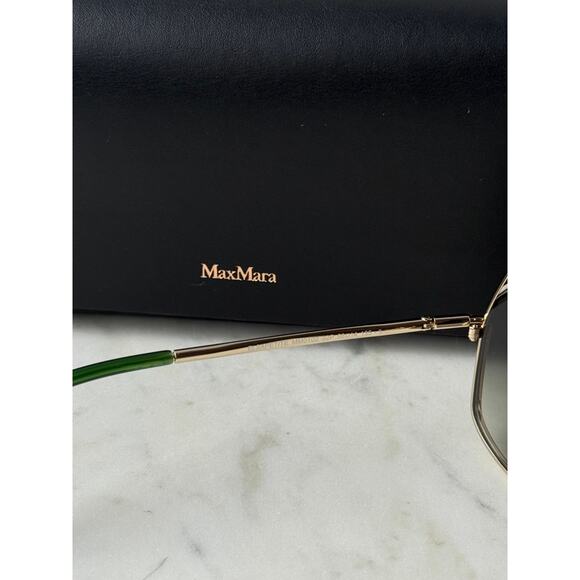 NEW Max Mara MM0102 Petite Elsa Sunglasses Gold Green